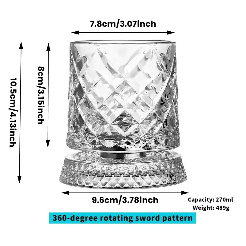 Luxury 360° Spinning Crystal Glass – Star-Cut Stress Relief Whiskey & Wine Glass, Elegant European Barware Gift，Rotating Glass Cup Spinning Glass Cup