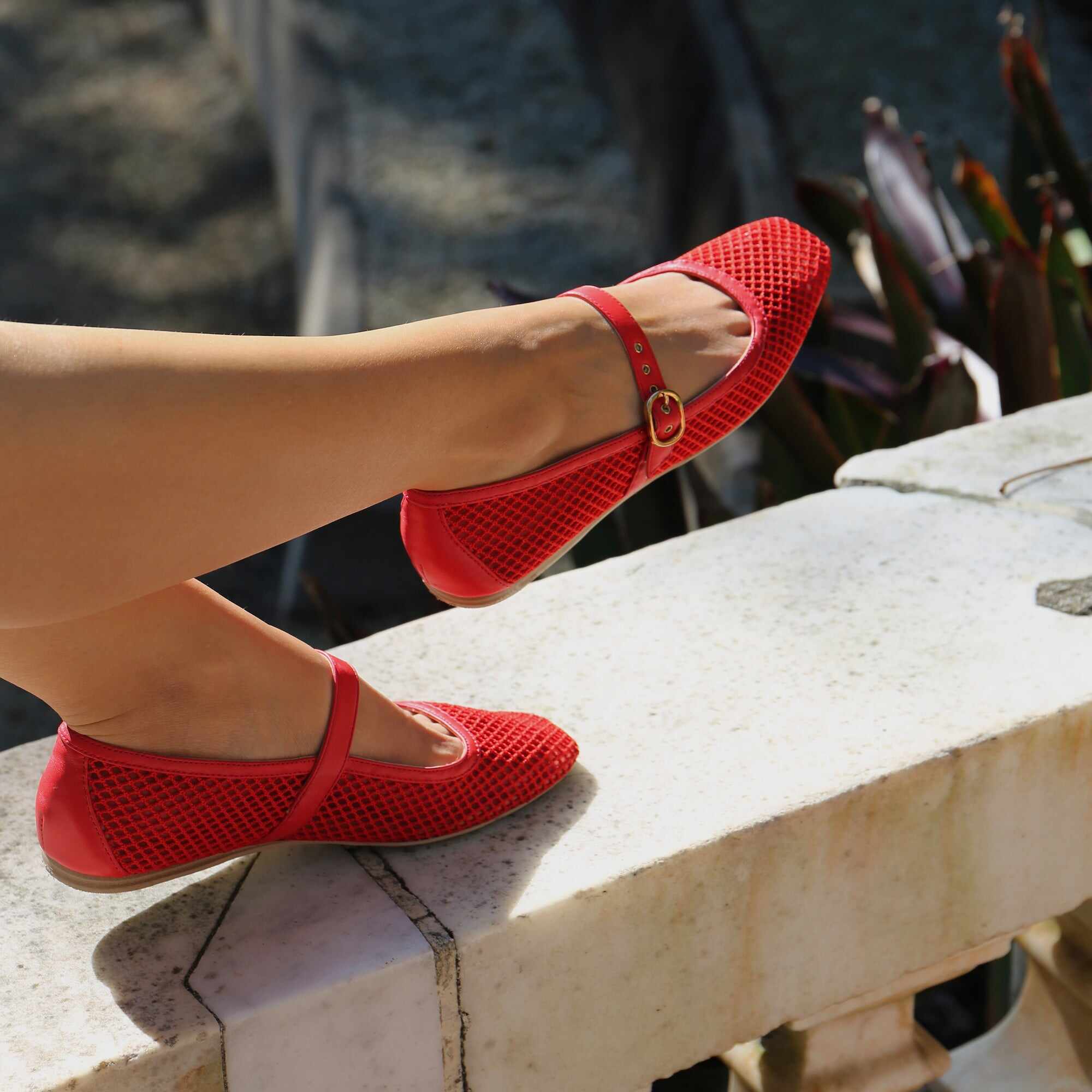 RODNI MESH BALLET FLATS CHILI WOVEN MESH