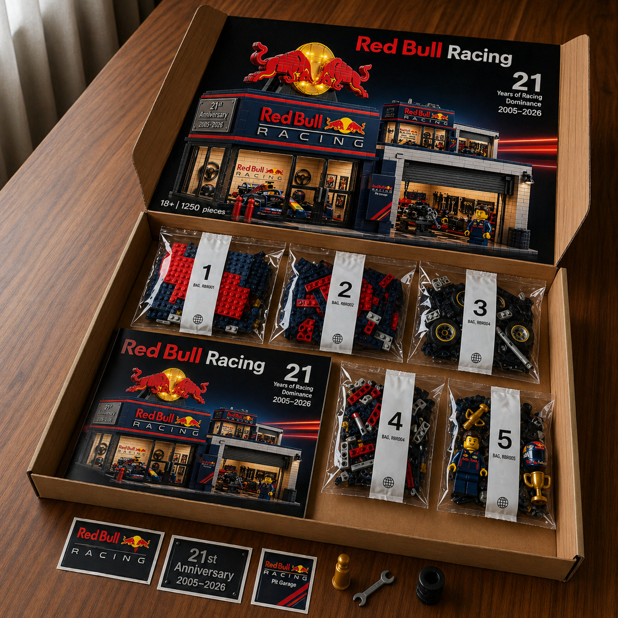 Red Bull Racing 21st Anniversary Building Block Garage Set