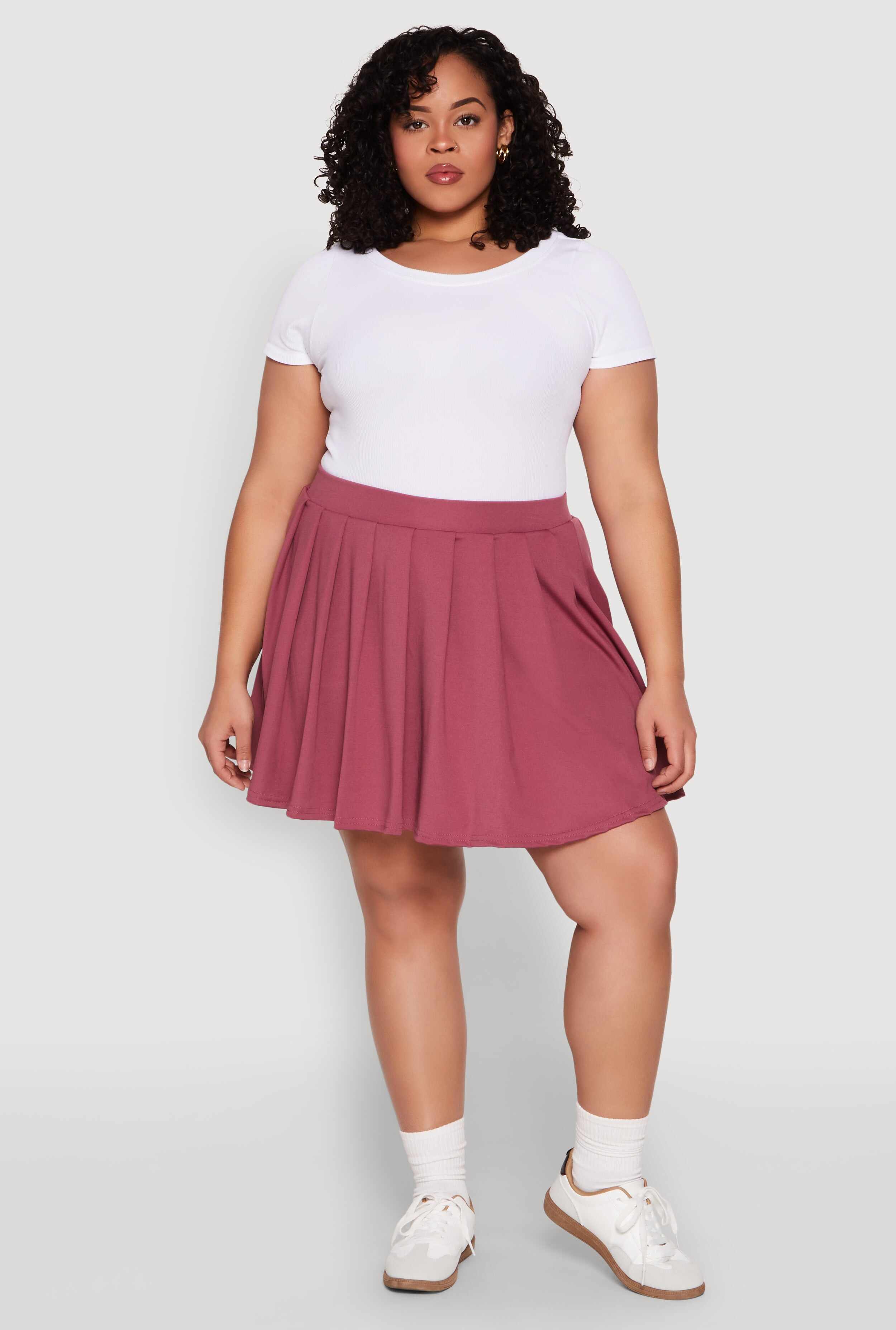 Plus Size High Waisted Active Pleated Skirt