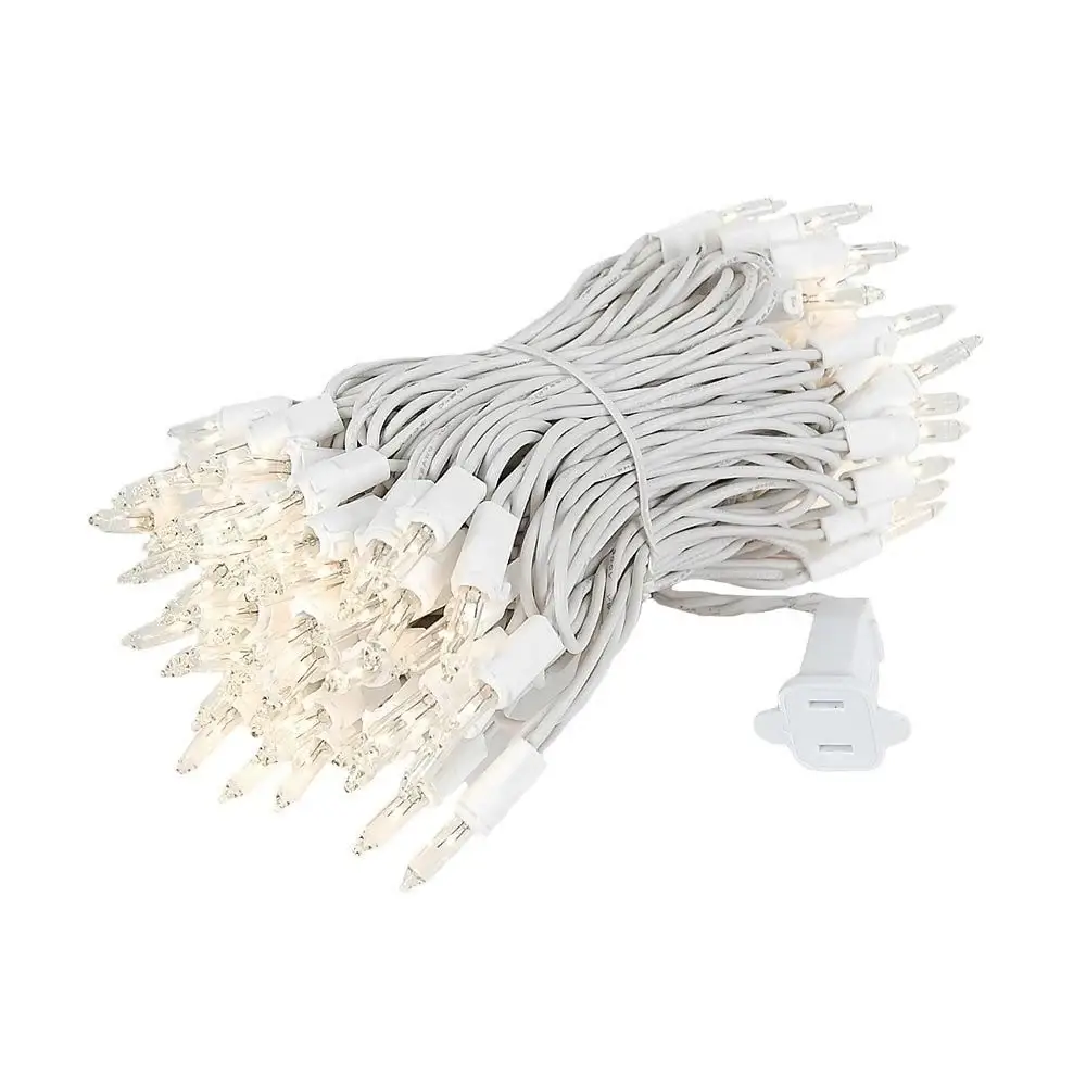 100 Light Christmas Mini Light Set, Black Wire, 34' Long
