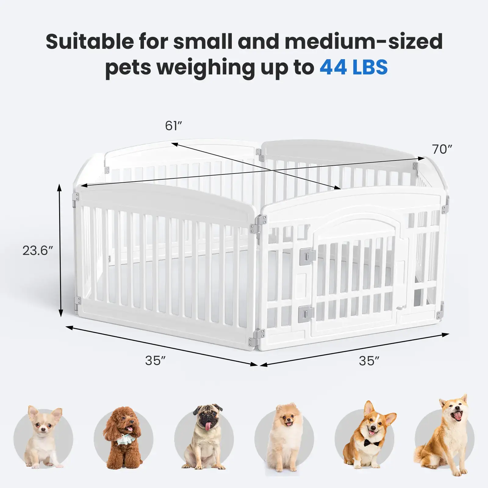 【Deals for You Days】Plastic Pet Playpen - Portable Puppy Fence, Durable Puppy Exercise Pen with Lockable Playpen Gate, Non-Slip Bottom, for Indoor & Outdoor Use, Playpen Gate Playpens