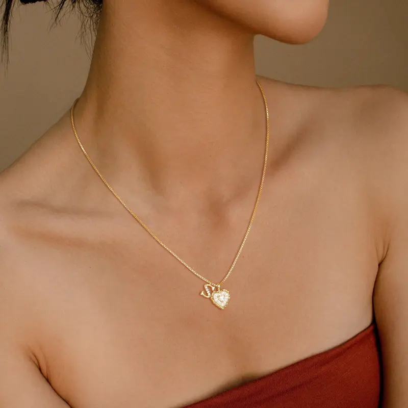 🔥Last Day 69% OFF ✨Gold Shell Heart CZ A-Z Initial Necklace, Valentine's Day Jewelry Gift