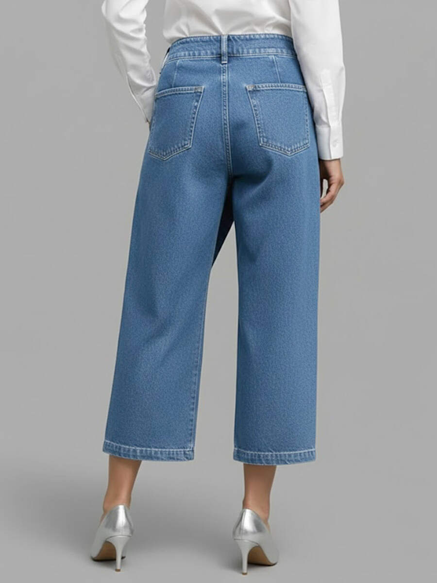 🔥Summer Arrivals🌟Women's High-waisted Loose-fitting Cropped Wide-leg Jeans