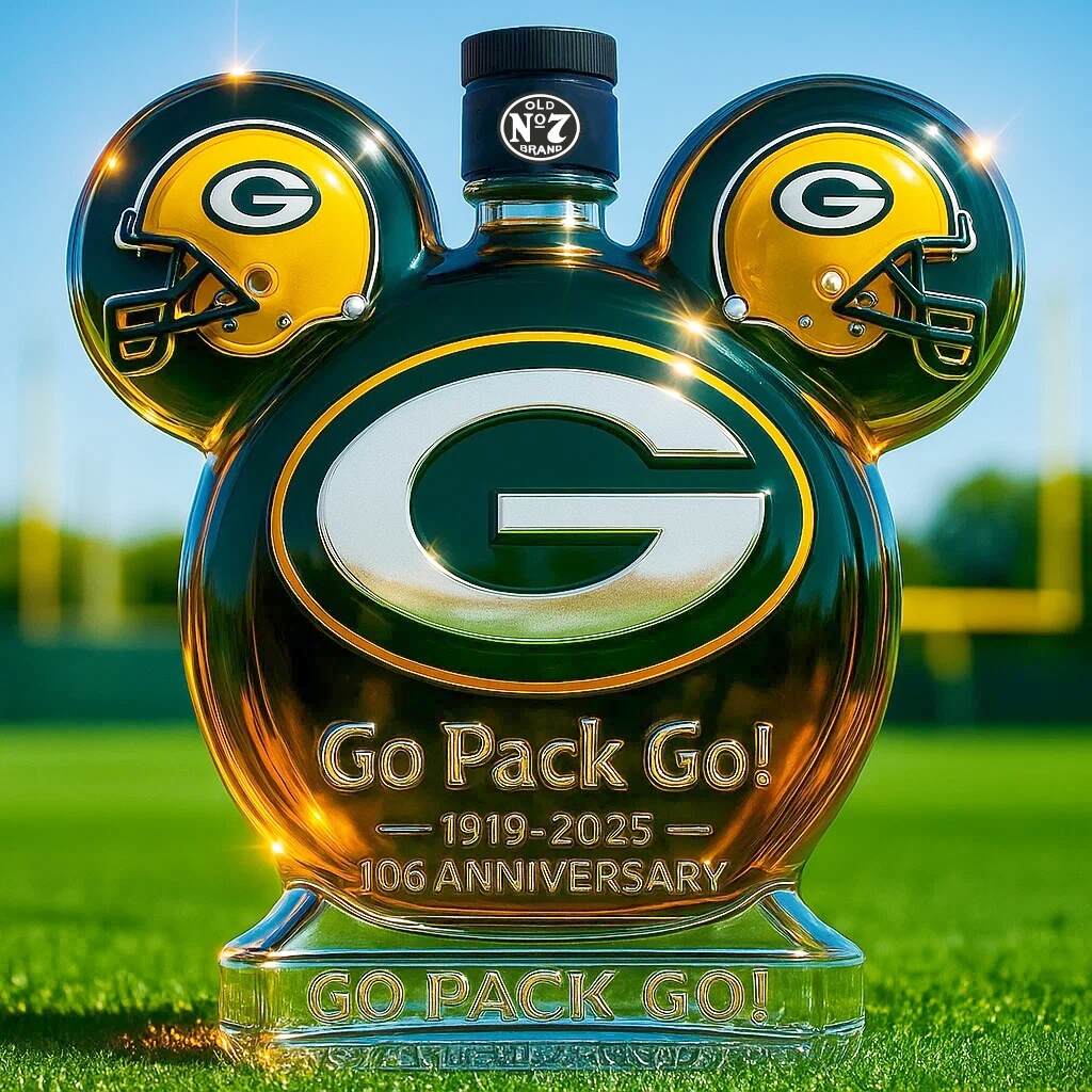Green Bay Packers Mickey Mouse Whiskey Bottle