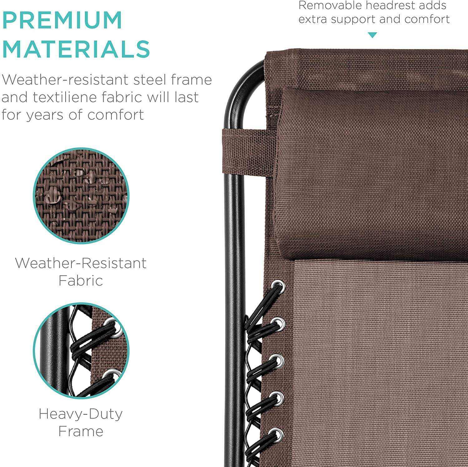 Set of 2 Adjustable Steel Mesh Zero Gravity Lounge Chair Recliners w/Pillows and Cup Holder Trays