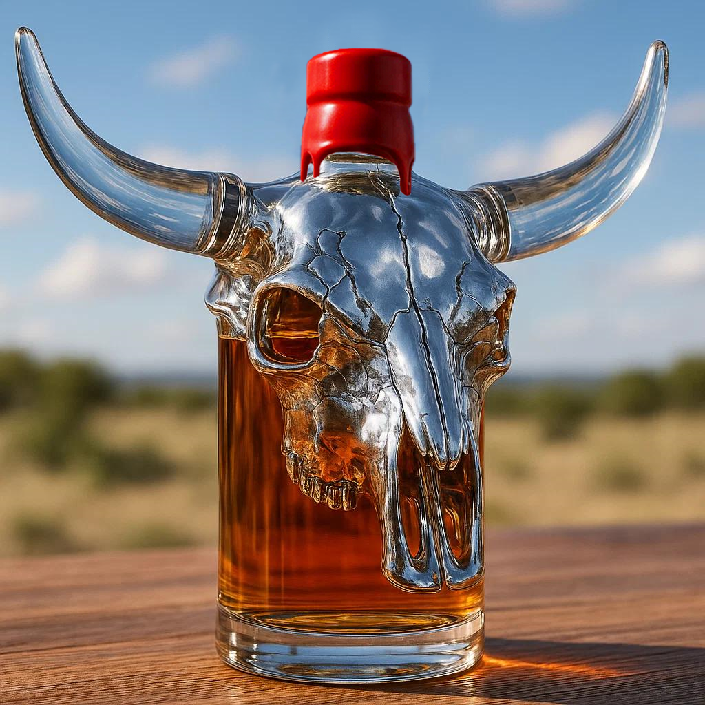 Bull skull whiskey bottle