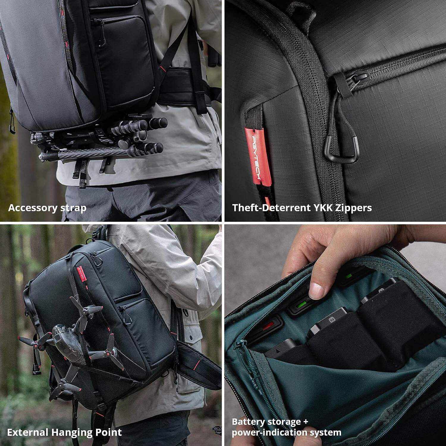 PGYTECH OneMo 2 35L-45L Camera Backpack with Shoulder Bag for 17“ Laptop for Photographers, Waterproof DSLR Backpack for Canon/Nikon/Sony, Drone Backpack for DJI Mini 3 Pro/Mavic 3/ FPV, Black