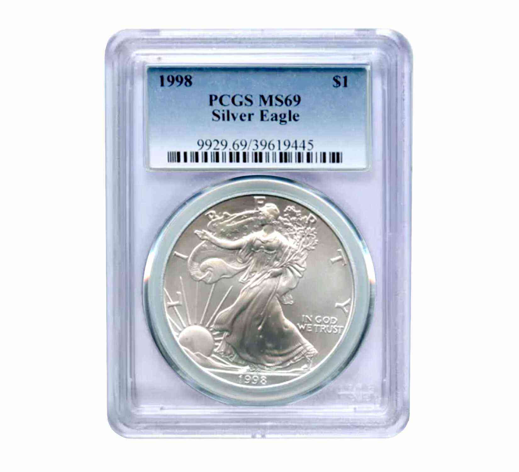 1998 $1 American Silver Eagle MS69 PCGS