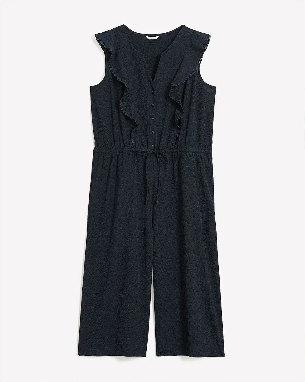 Knit Cropped Leg Jumpsuit with Flutter Sleeves