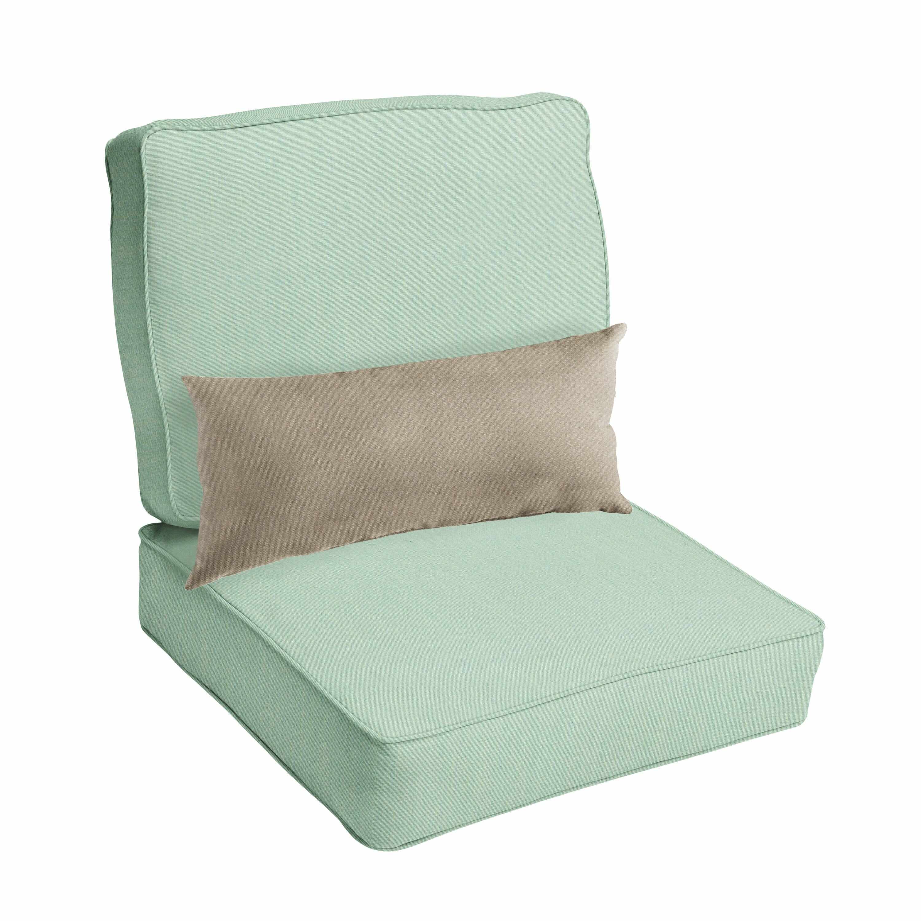 Sorra Home Oakley Sunbrella Solid Indoor/ Outdoor Corded Chair Cushion Set and Lumbar Pillow