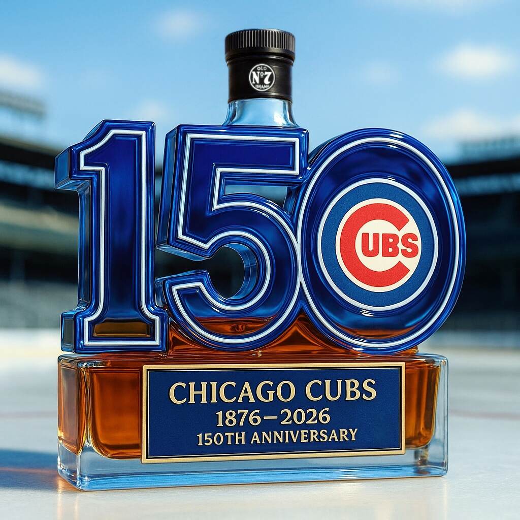 Chicago Cubs 150th Anniversary Whiskey Bottle