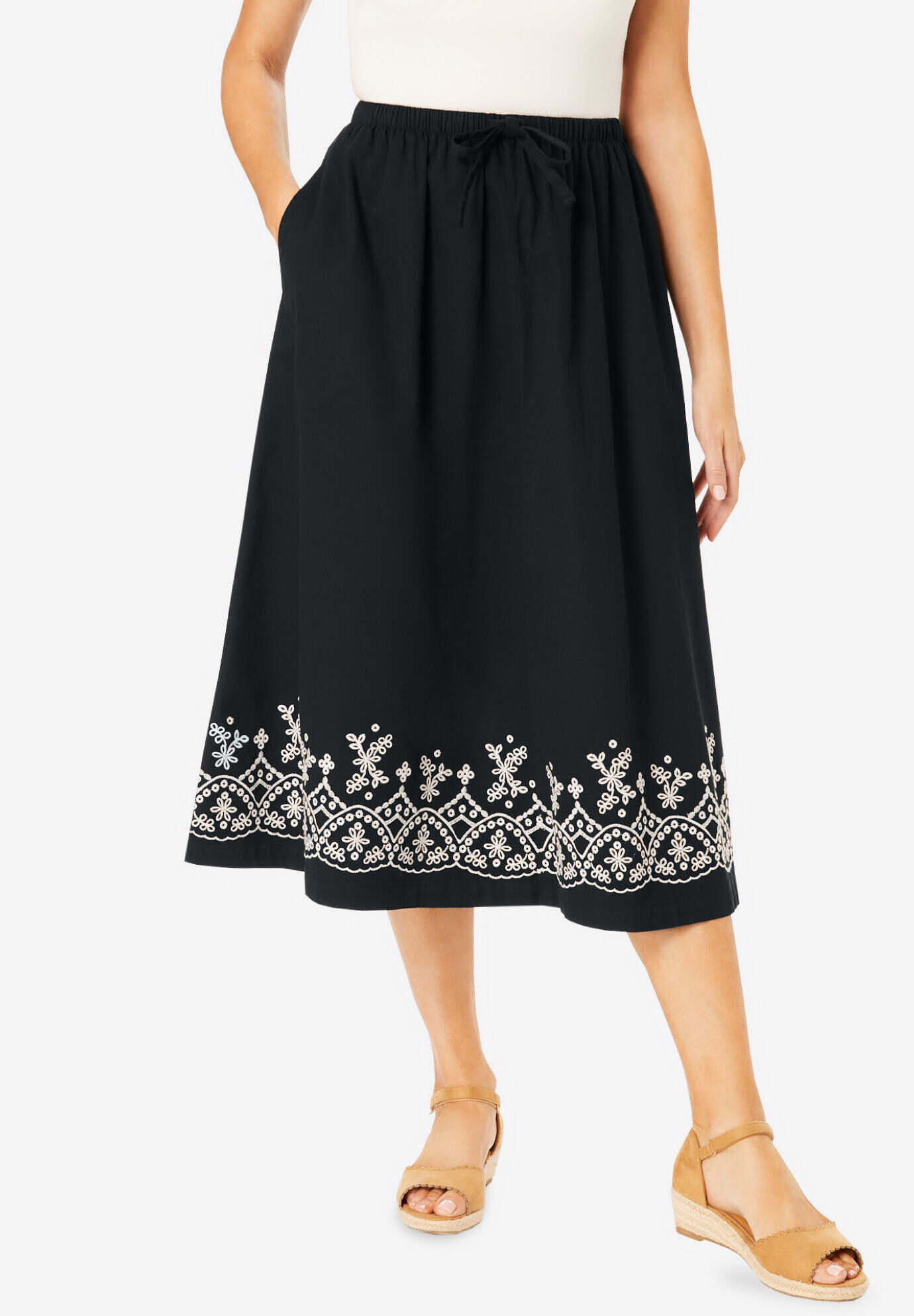 Drawstring Denim Skirt