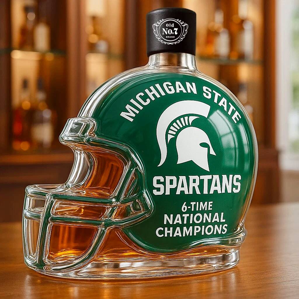Michigan State Spartans 6-Time National Champion Whiskey Bottle