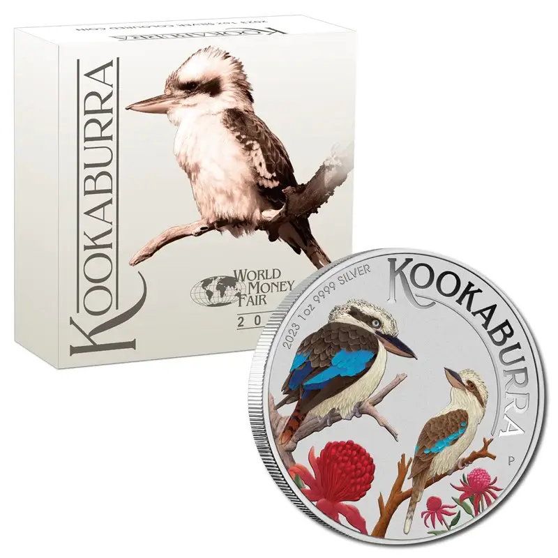 2023 Australian Kookaburra - World Money Fair Berlin Special Edition - 1oz Silver Coloured