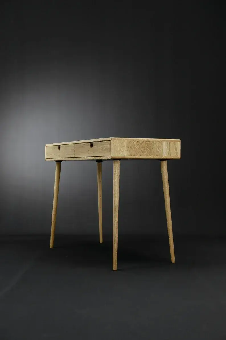 Solid oak desk , Bureau , dressing table , office desk, Classic, Mid Century, Modern.(with stool)