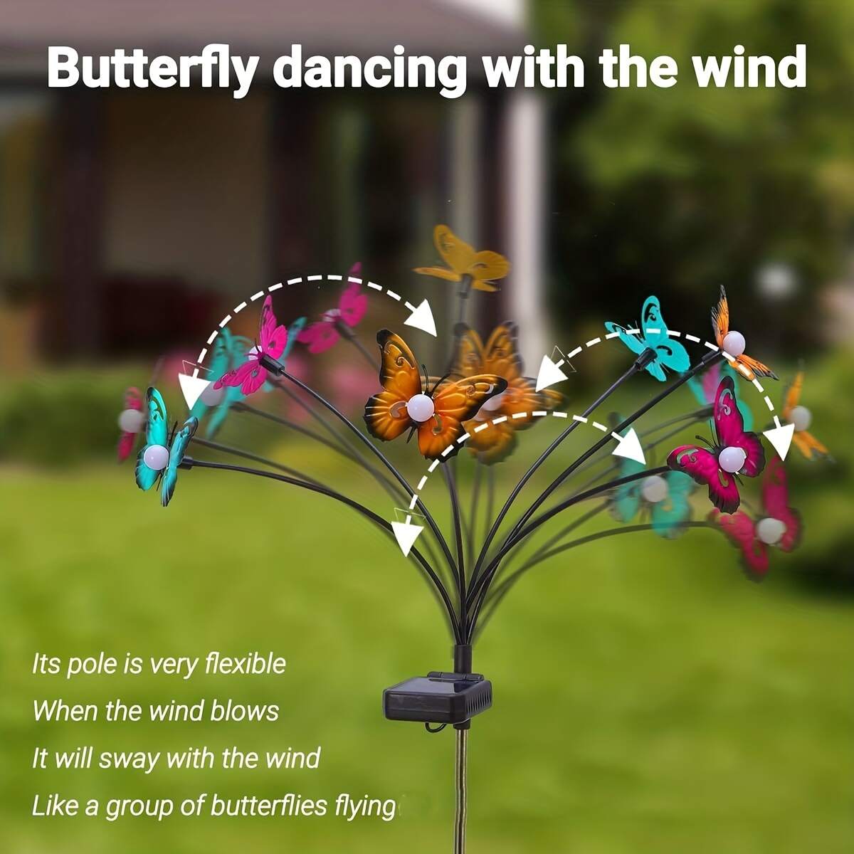 1pc Solar Floor Light, Waterproof Bionic Ground Plug Light, Decorative Iron Butterfly LED Floor Lamp, For Garden Landscape Lawn & Outdoor Decoration