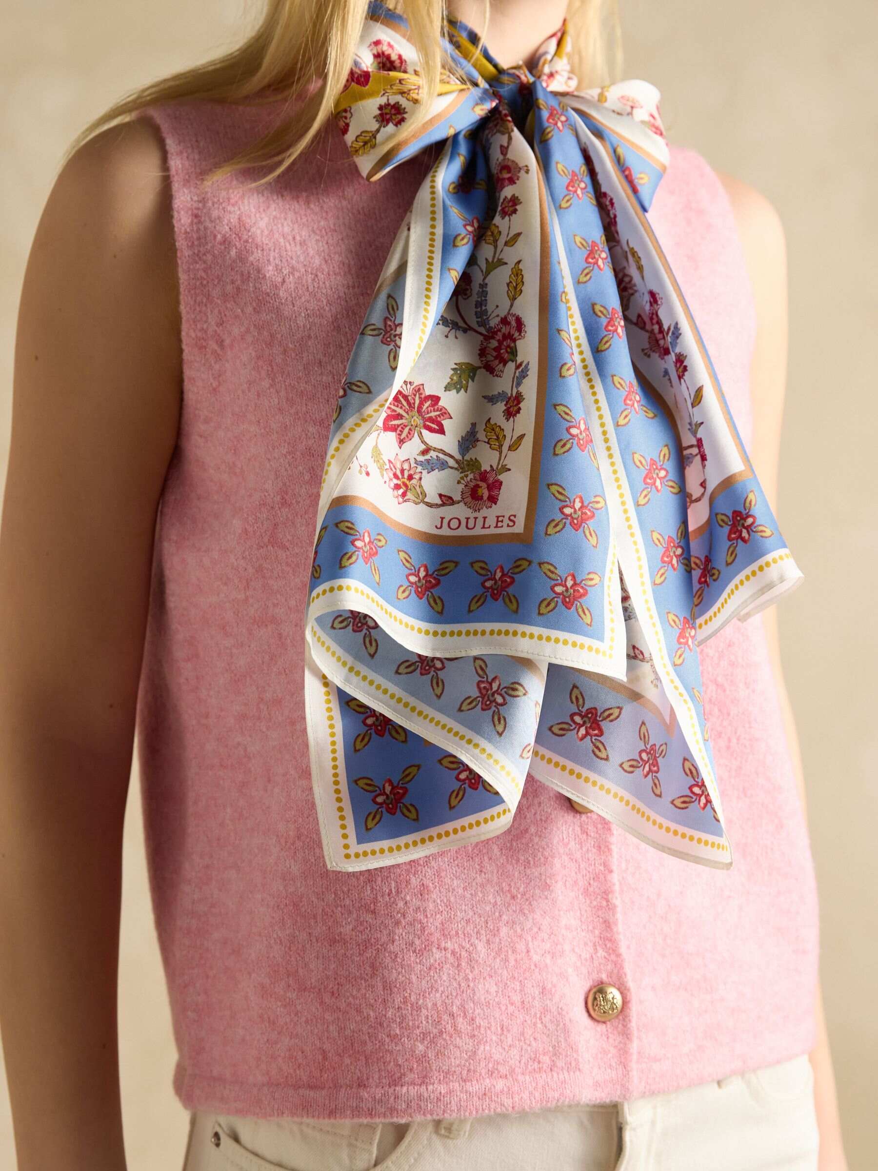 Windsor Yellow/Blue Printed Long 100% Silk Scarf