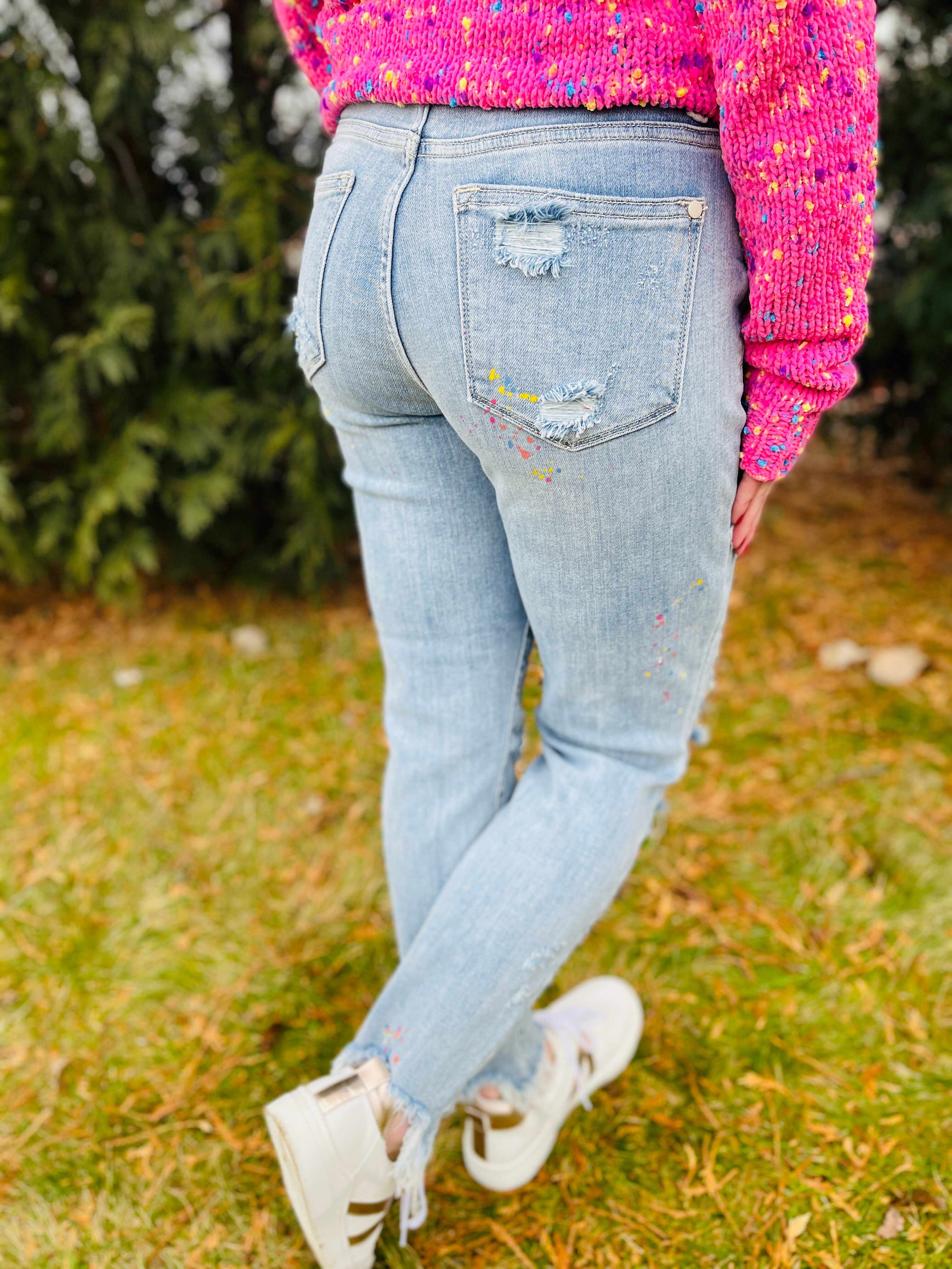 Plus/Reg Color Me Happy Boyfriend Jeans