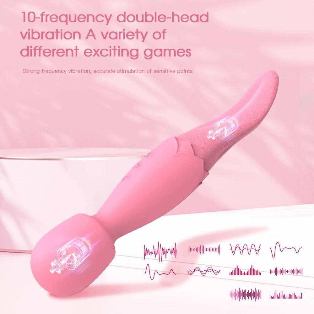 Powerful AV Vibrator Dildos Real Tongue Licking for Women 10 Modes Clitoris Stimulator G Spot Vagina Massager Sex Toys for Woman
