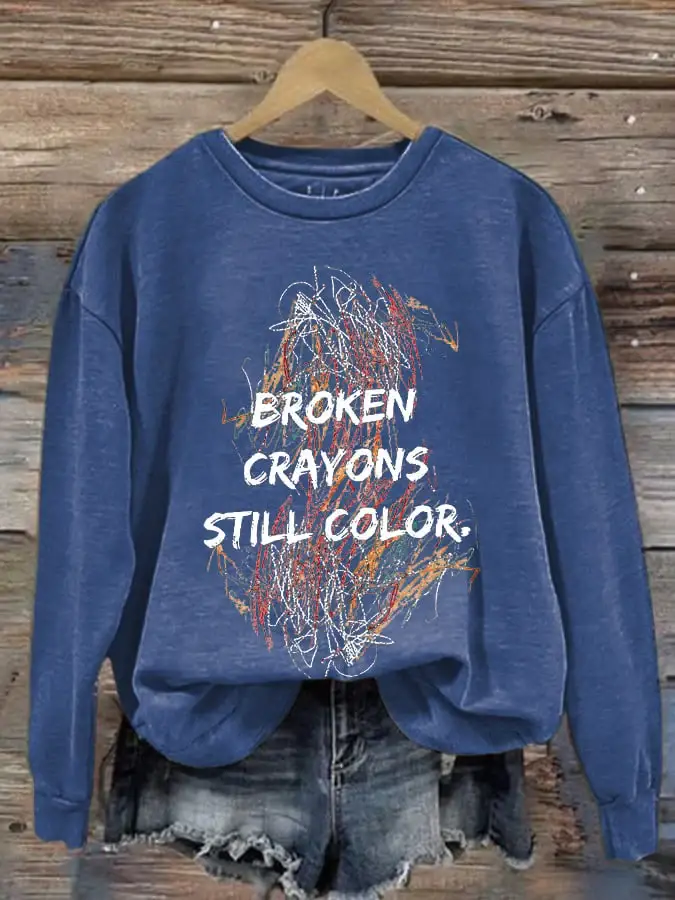 Broken Crayons Still Color Print Sweatshirt