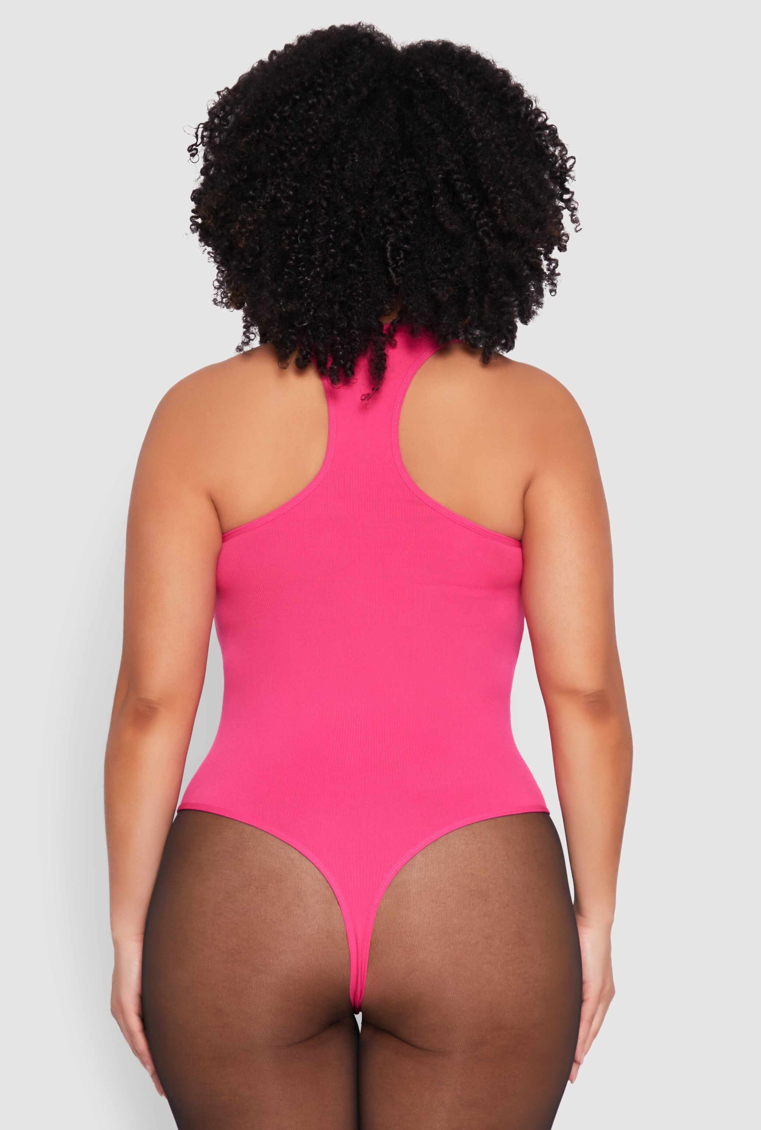 Plus Size Ribbed Notch Neck Tank Bodysuit