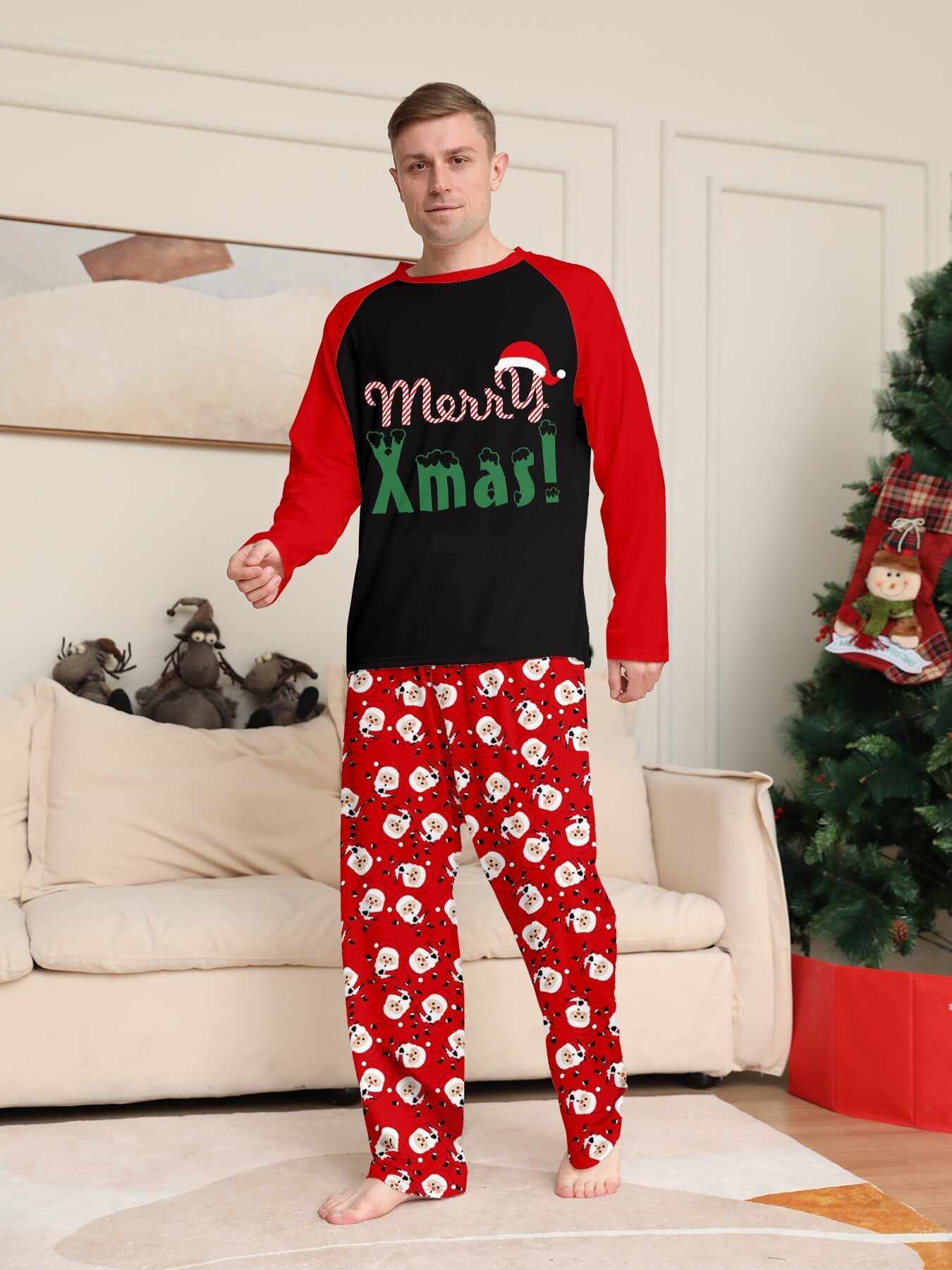 ��Merry Xmas�� Santa Claus Print Family Pajama Set