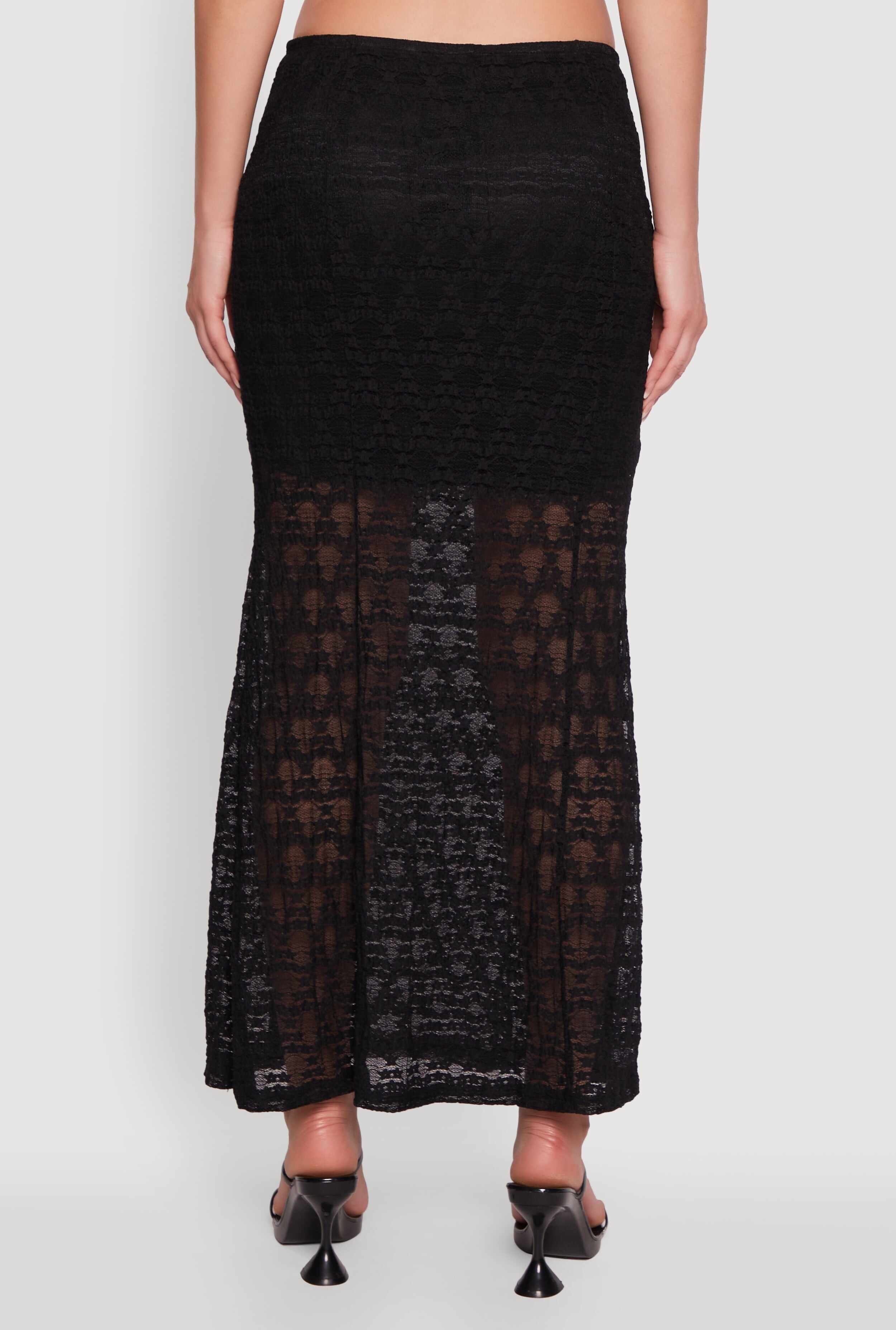Iris Floral Lace Overlay Maxi Skirt
