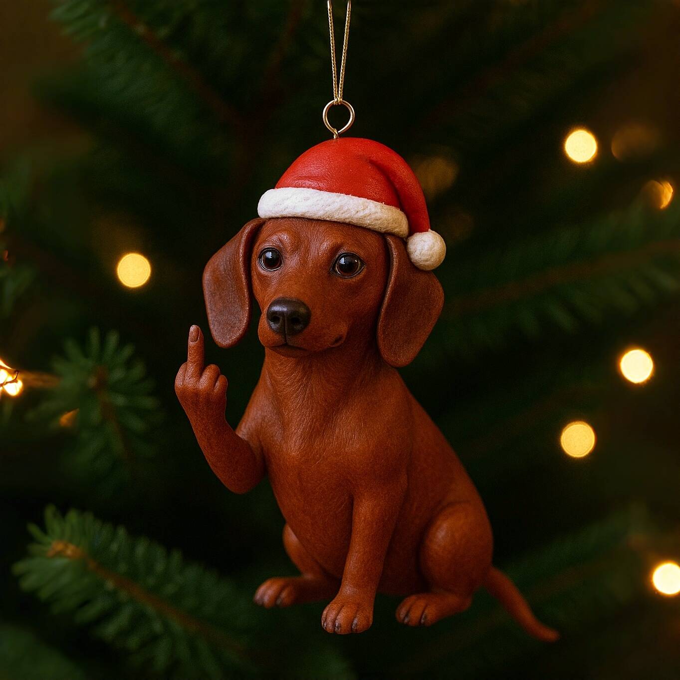 Middle Finger Puppy Christmas Ornament