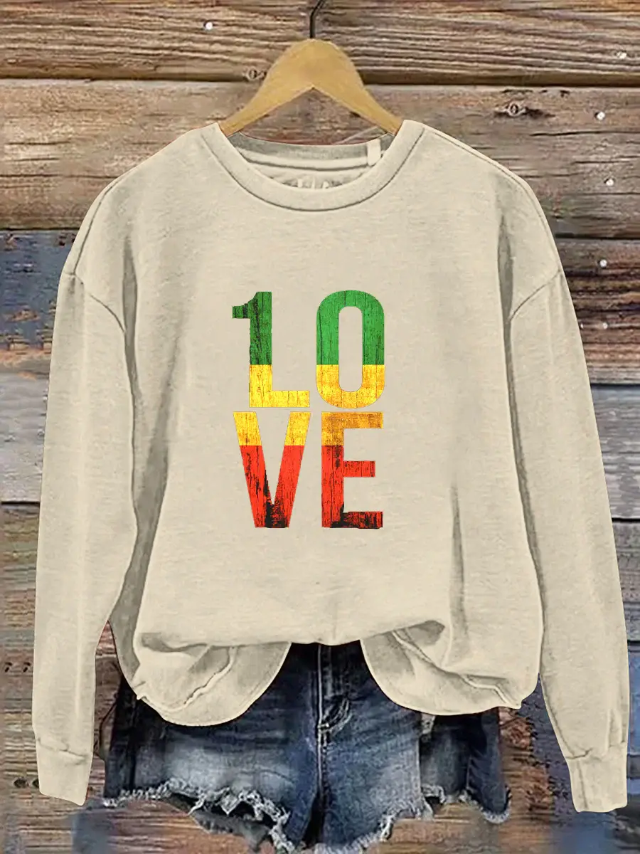 One Love Retro Reggae  Casual  Sweatshirt