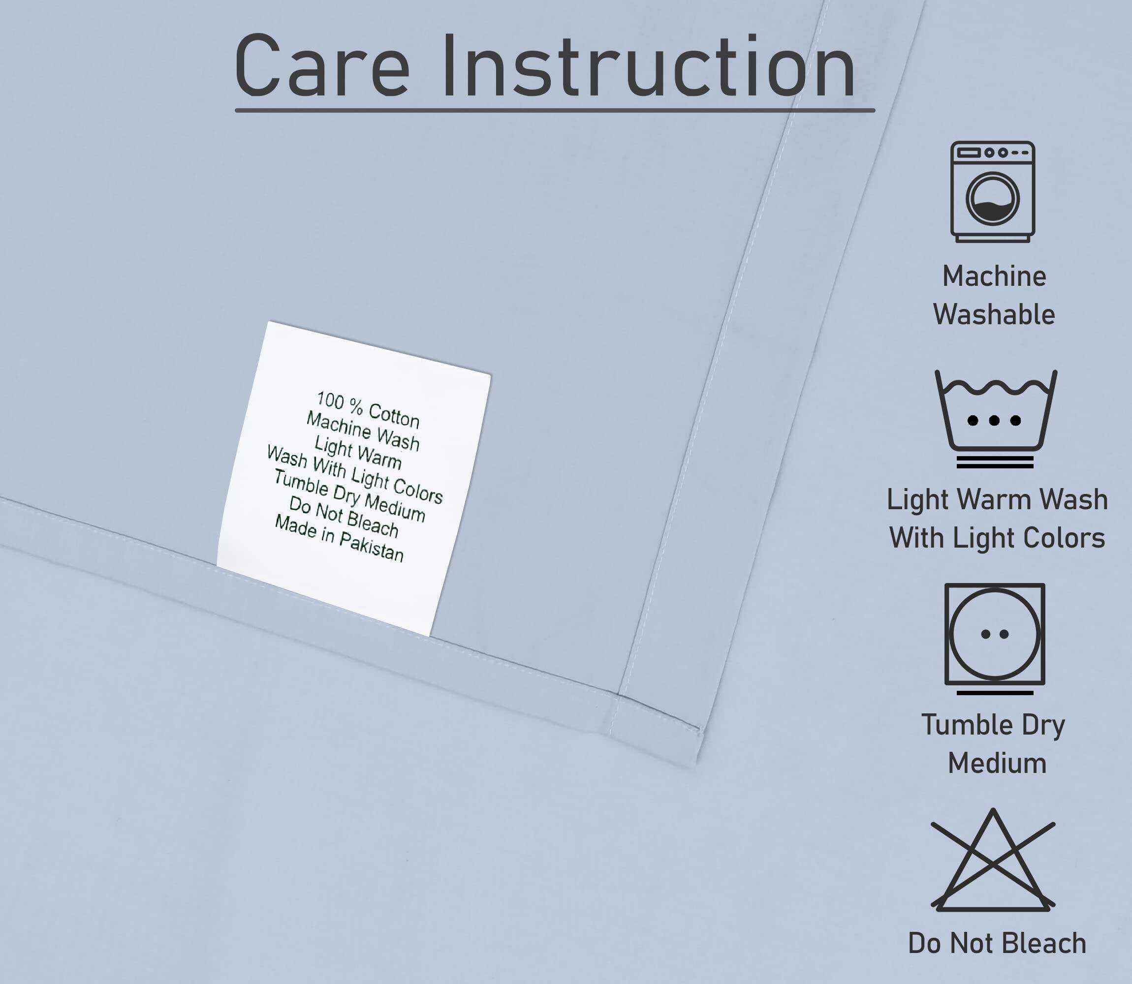 Pastel Blue100% Cotton Sheets - Soft & Breathable Sheet Set - 4 Pieces