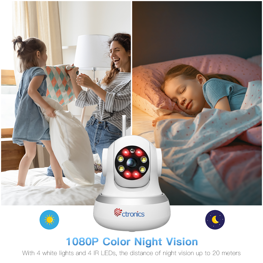 【2nd item $19.99】Ctronics 4G LTE Indoor Surveillance Camera with SIM Card & 360° PTZ Motion/People Auto Detection
