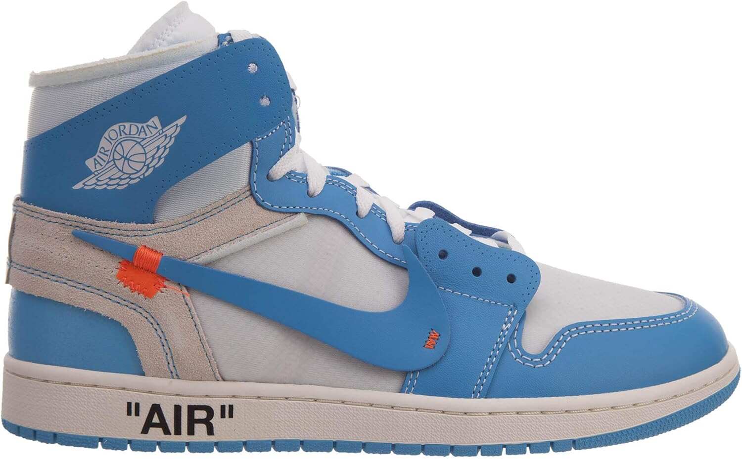 NIKE Mens Air Jordan 1 X Off White NRG UNC White/Dark Powder Blue Leather Size 14