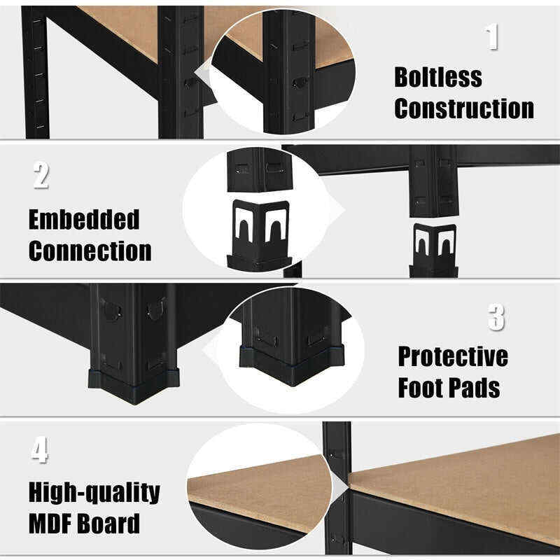72 Inch 5-Shelf Steel Garage Storage Rack Display Stand with Adjustable Shelves