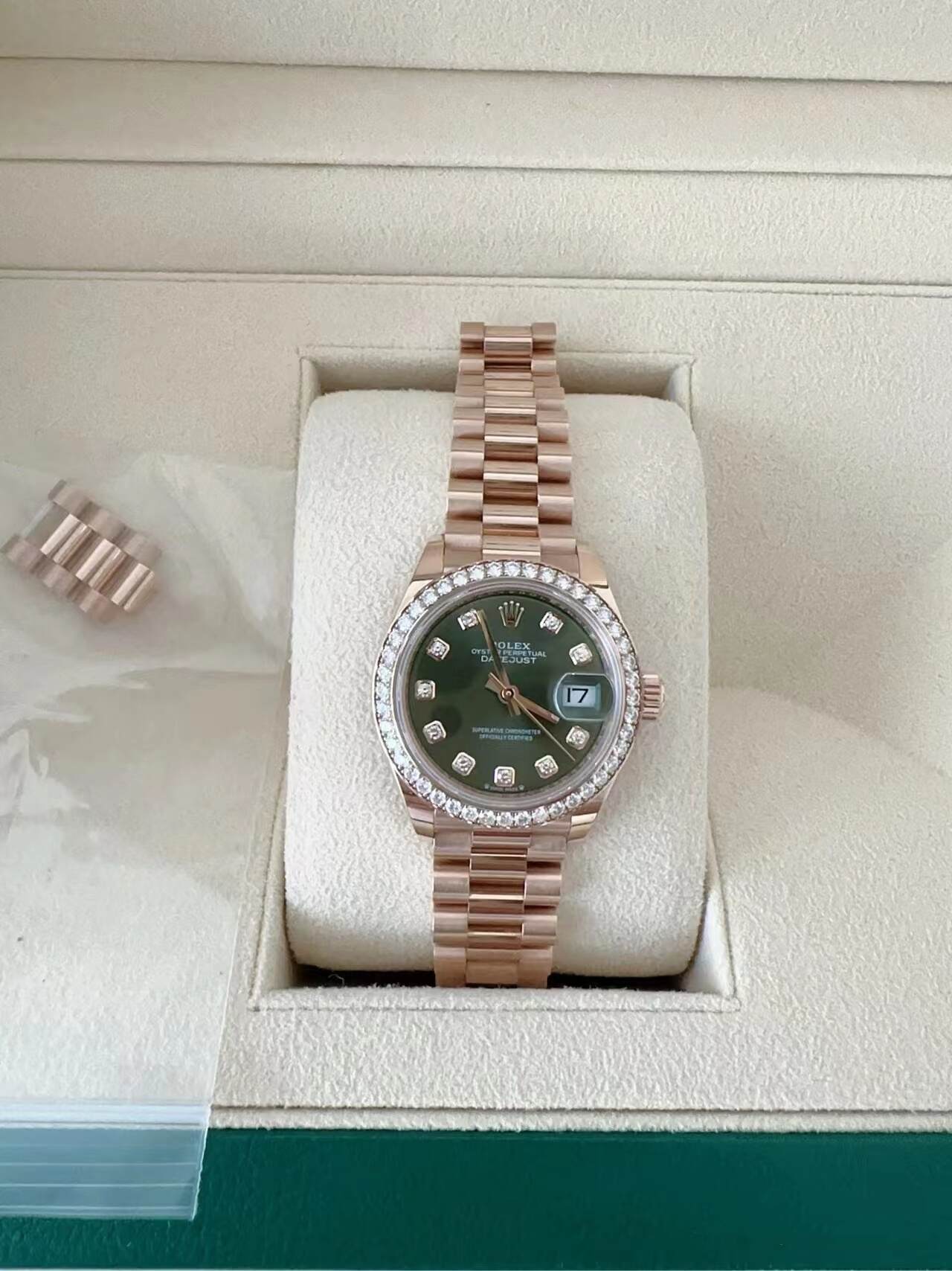 NEW 2023 Datejust 31mm M279135RBR-0014 Two-Tone Rose gold Diamond Green Dial (Limited Edition)