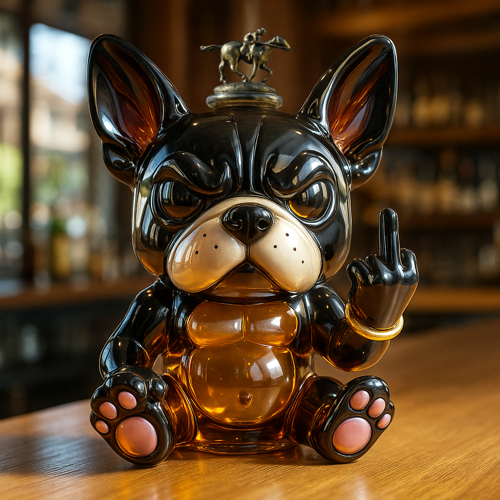 Funny middle finger Bulldog Whiskey Bottle