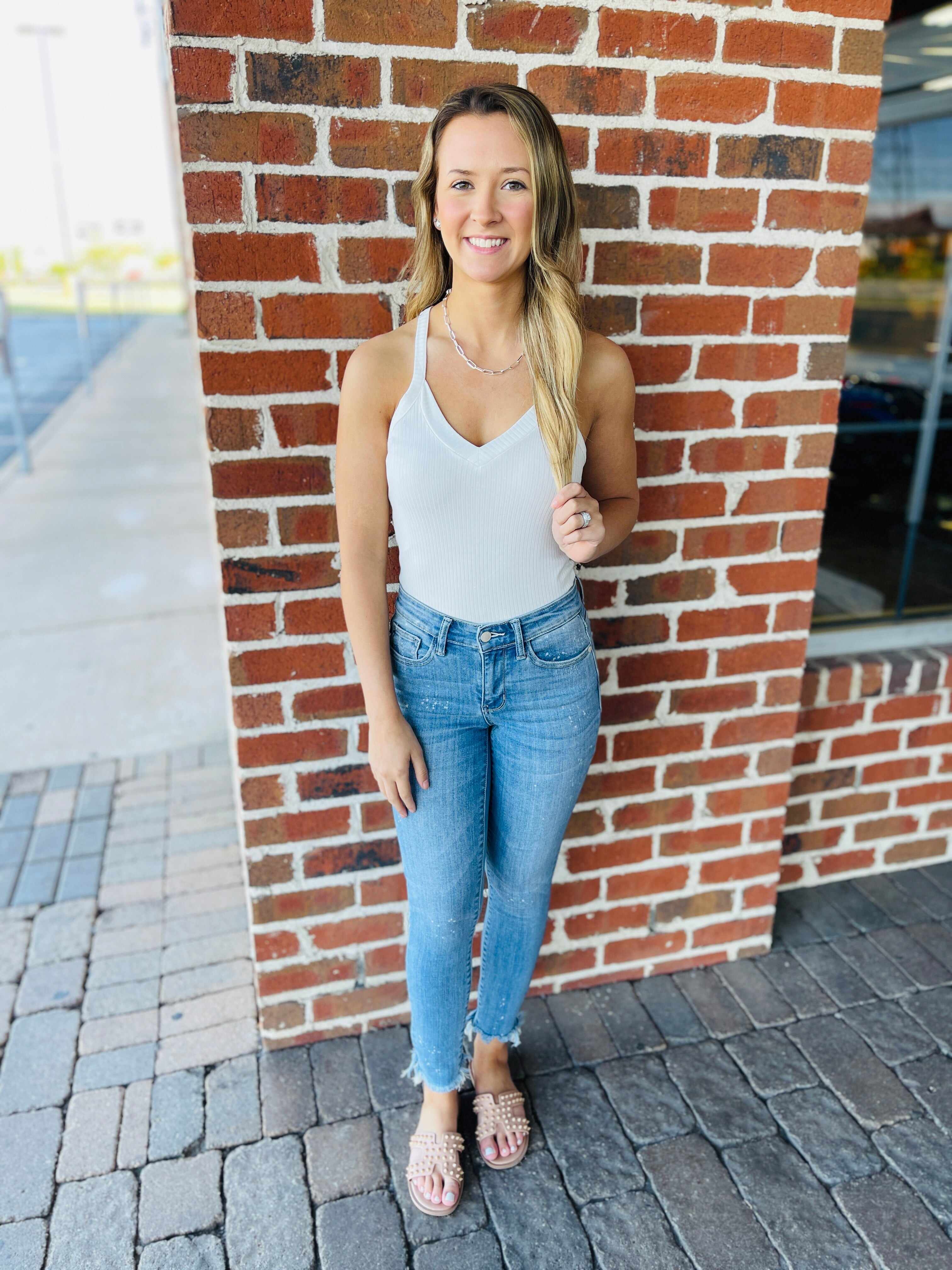 PLUS/REG Bad And Bleachy Bleached Shark Bite Hem Skinnies