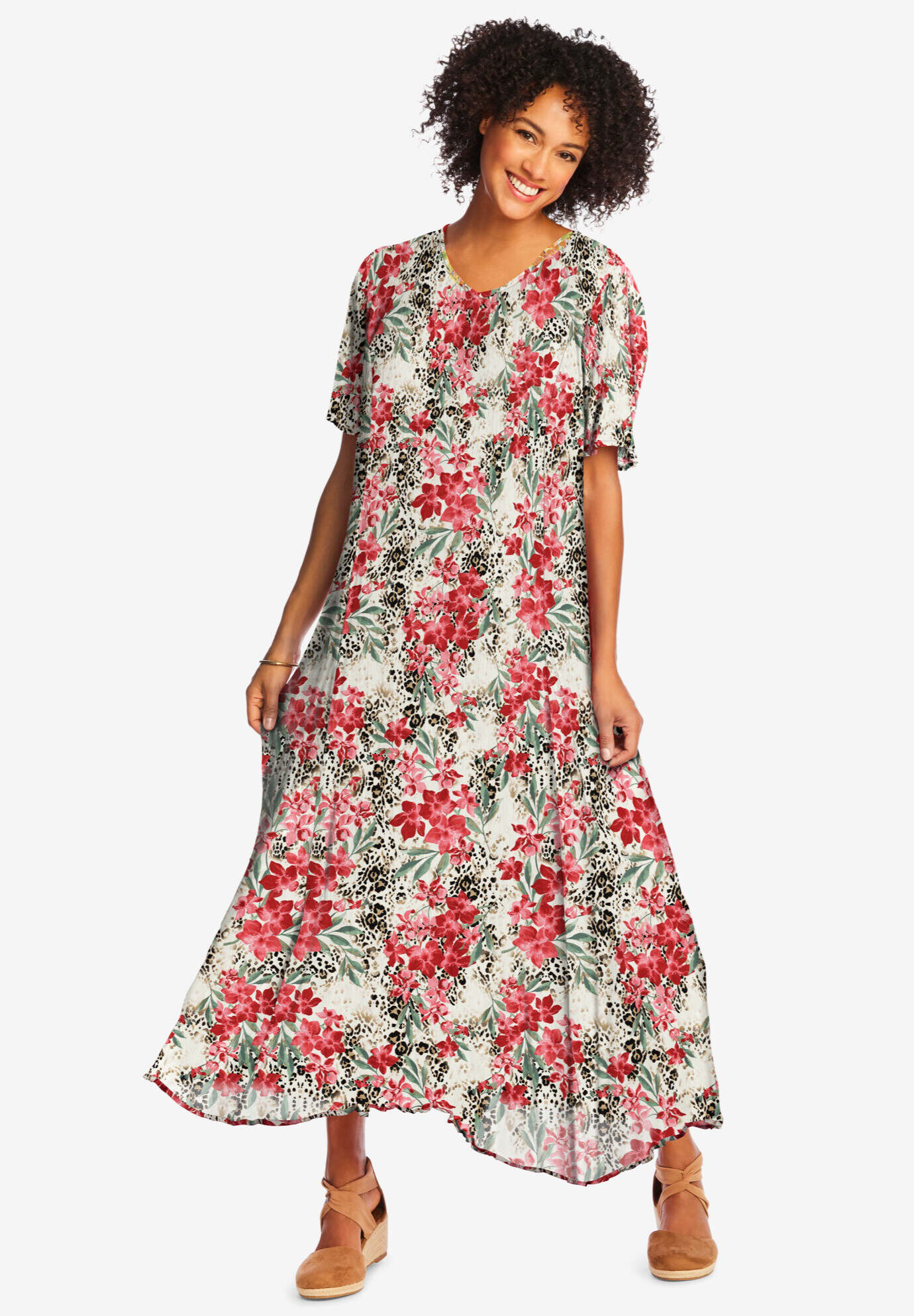 Short-Sleeve Crinkle Dress
