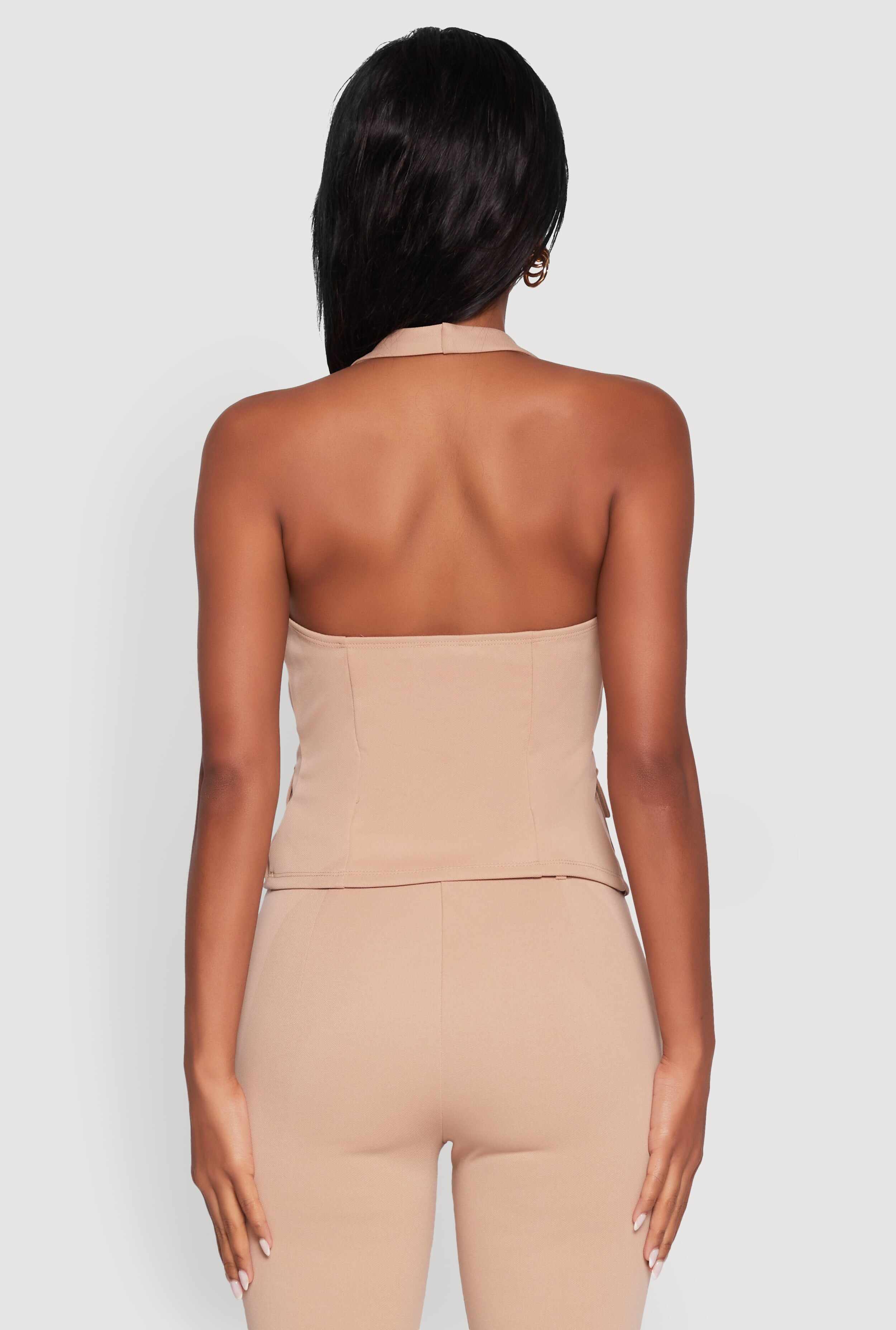 Zip Front Halter Blazer Vest