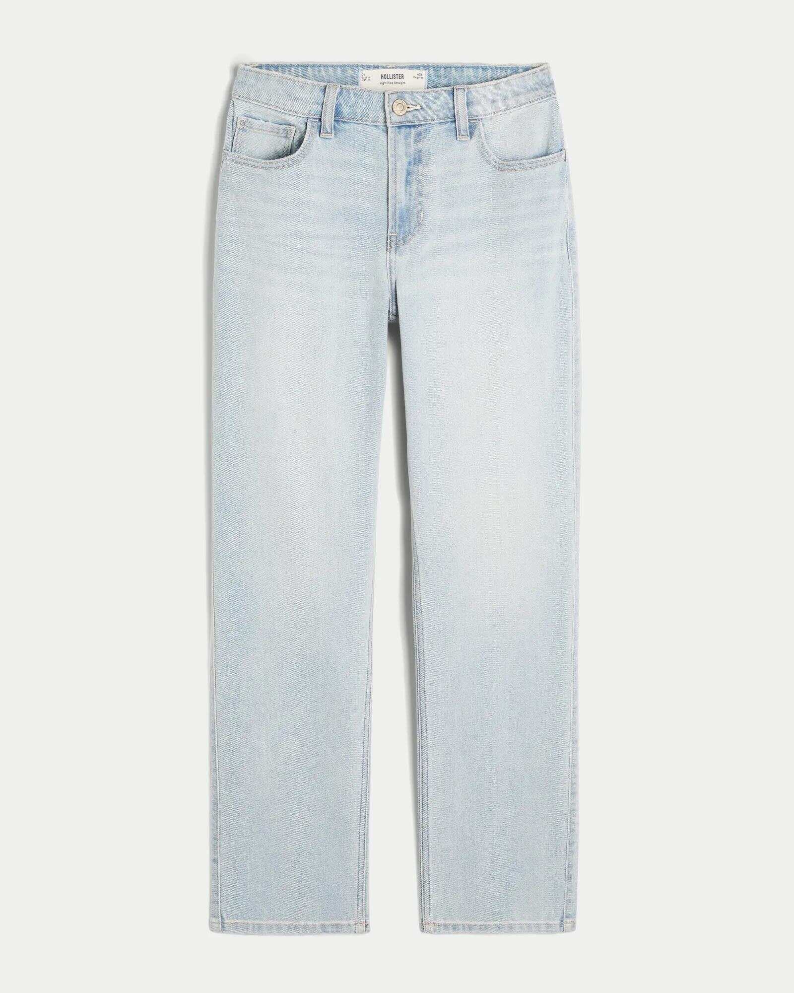 High-Rise Washed Black Straight Jeans
