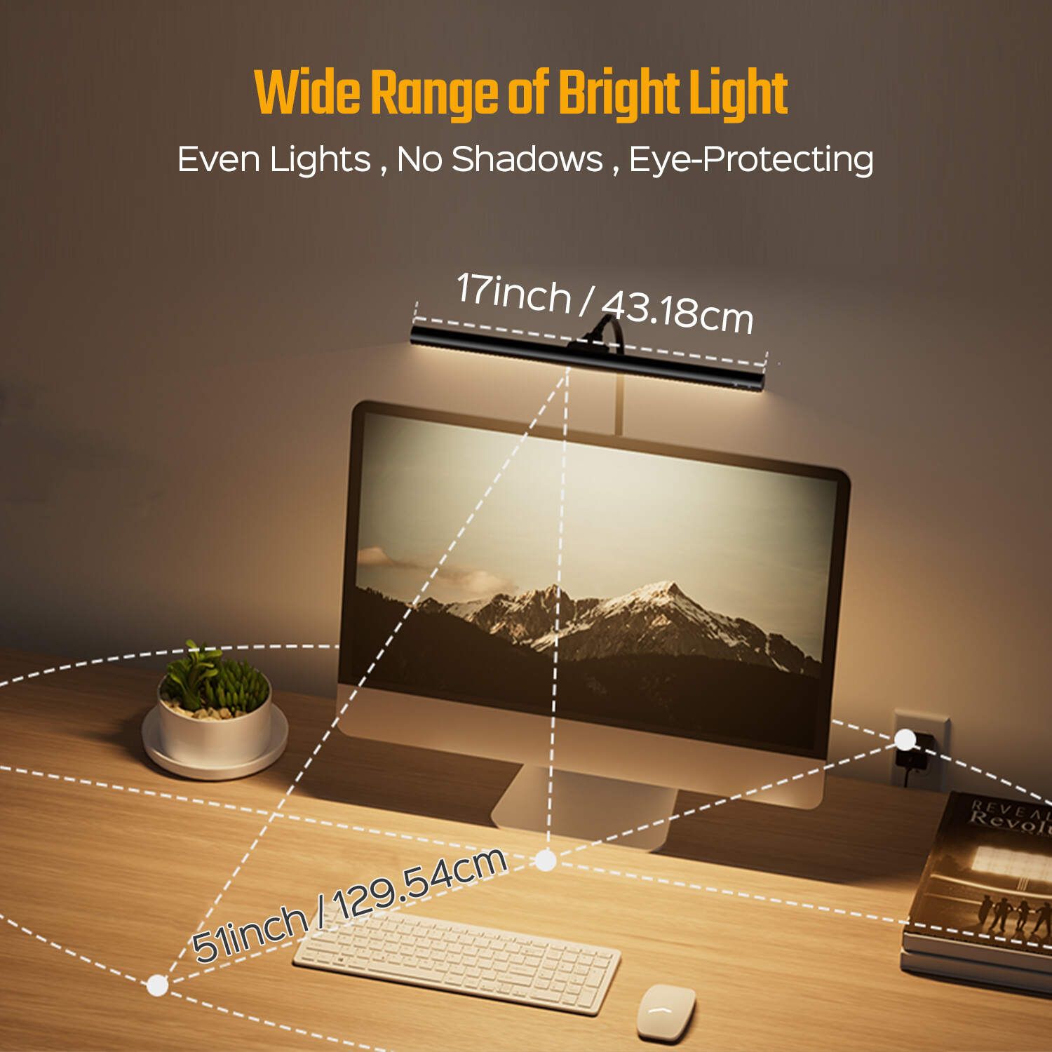 Desk Lamp for Home Office, Eye-Caring Desk Light with Adjustable Gooseneck, 12W Touch Control Dimmable Brightness, Architect Clamp Lamp for Computer Monitor