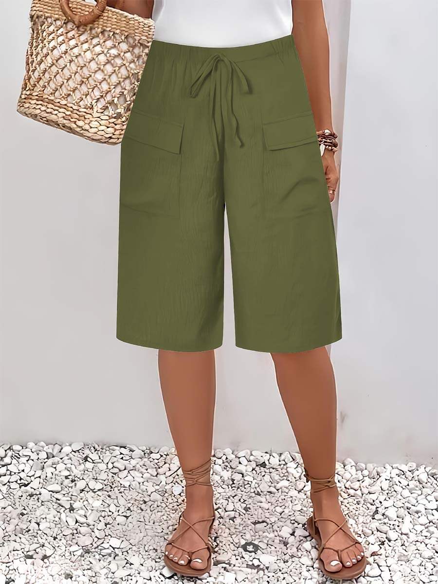 🔥Summer Arrivals🌟Women's Solid Color Casual Loose Stylish Pockets Shorts