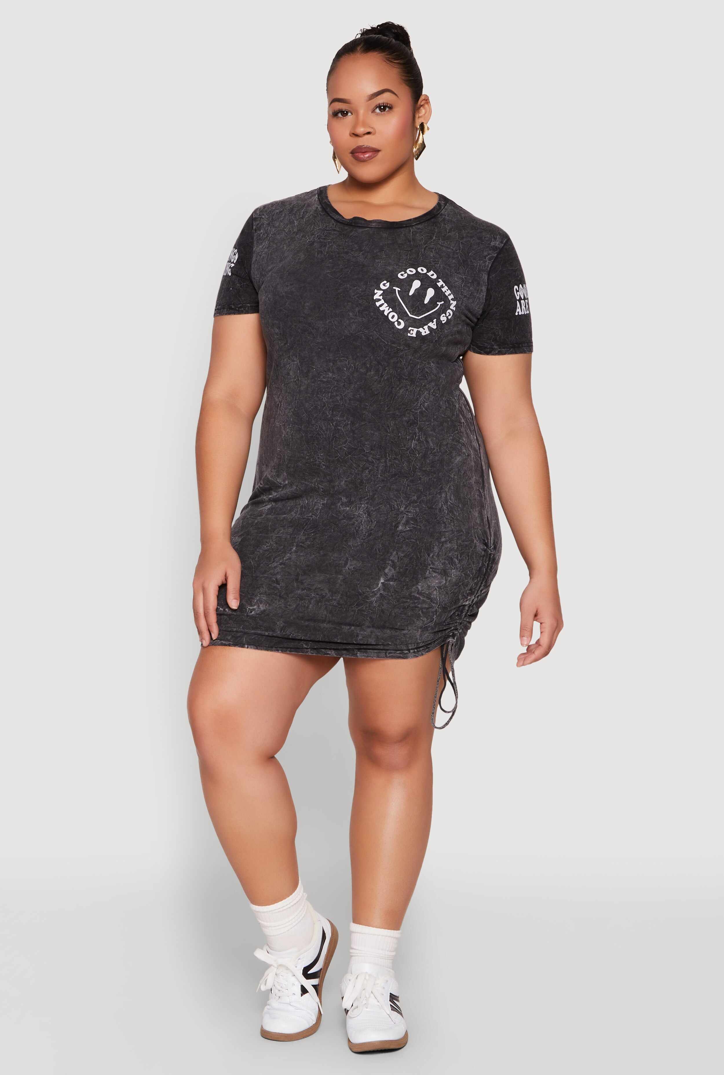 Plus Size Mineral Wash Good Things Are Coming Dress