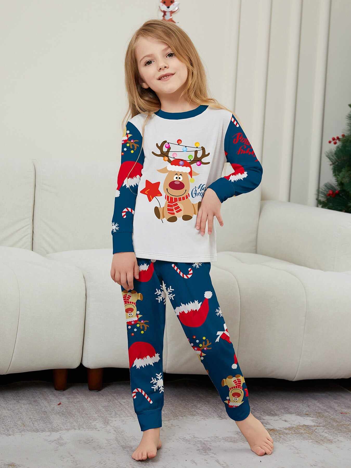 Christmas Fawn Printed Family Matching Christmas Pajamas Sets