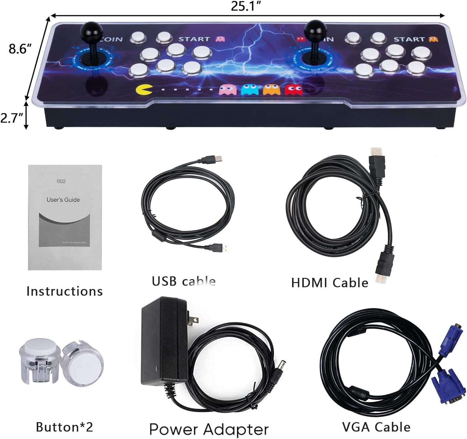 28890 in 1 Arcade Game Console Pandoras Box 60S, Retro Game Machine for PC & Projector & TV, 2-4 Players, 3D Games, Search/Hide/Save/Load/Pause Games, 1280X720, Separate Console
