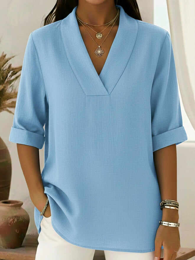 🔥Summer Arrivals🌟Vintage Elegant Shawl Collar Linen Short-sleeved Shirt