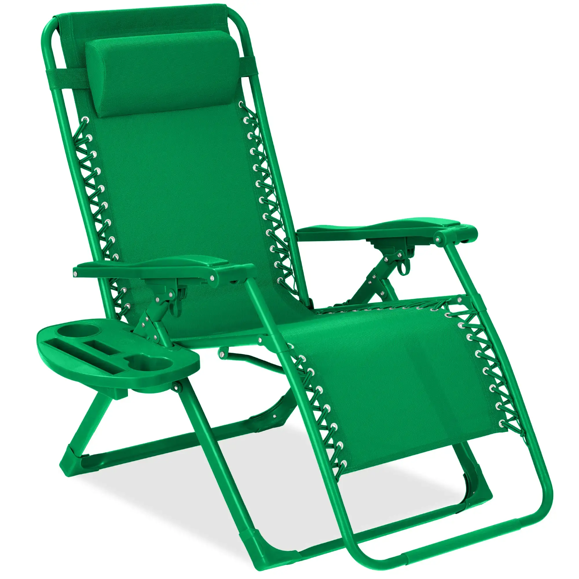 Monochromatic Zero Gravity Chair, Folding Patio Recliner w/Side Tray, Headrest