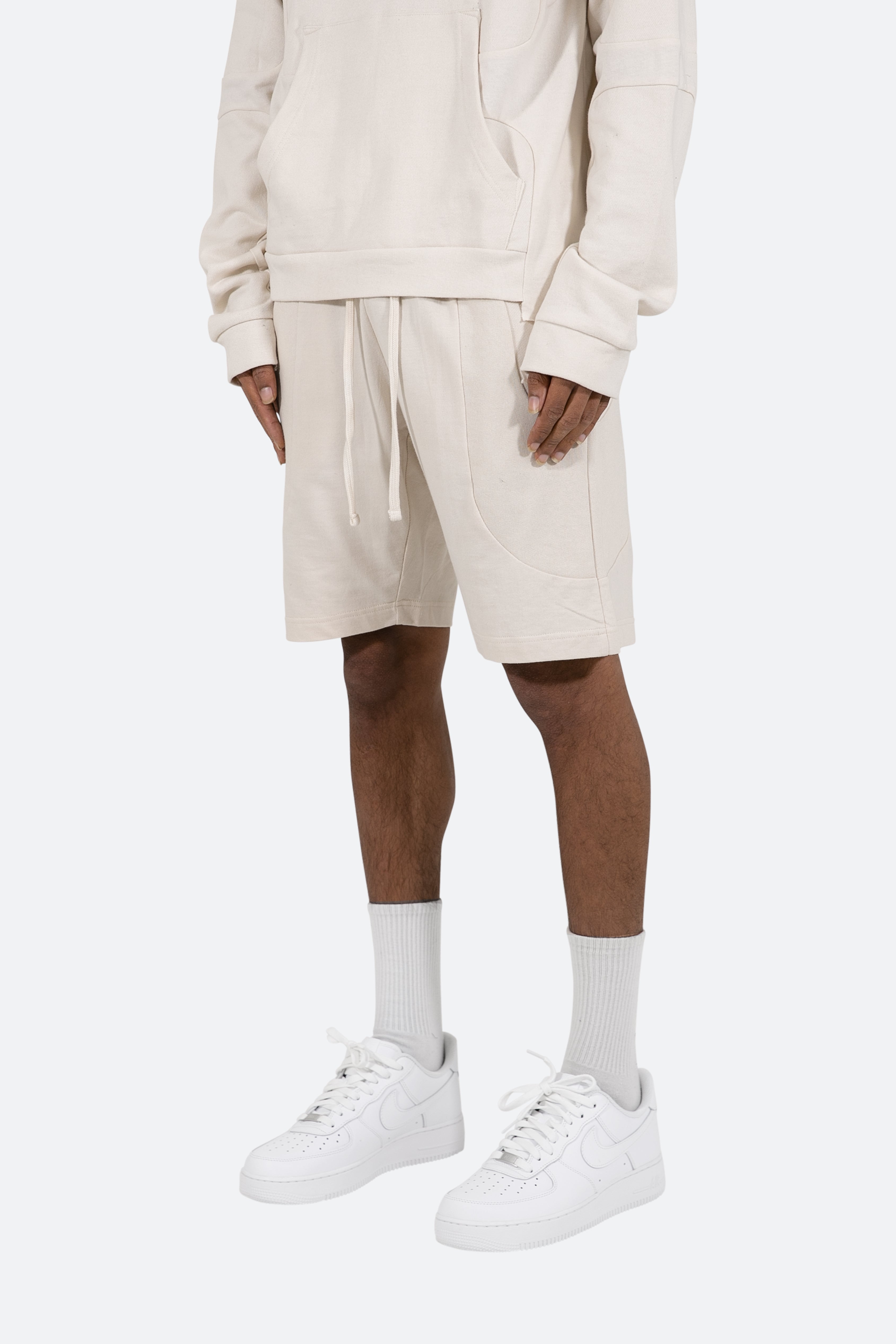 Geo Paneled Sweatshorts - Off White