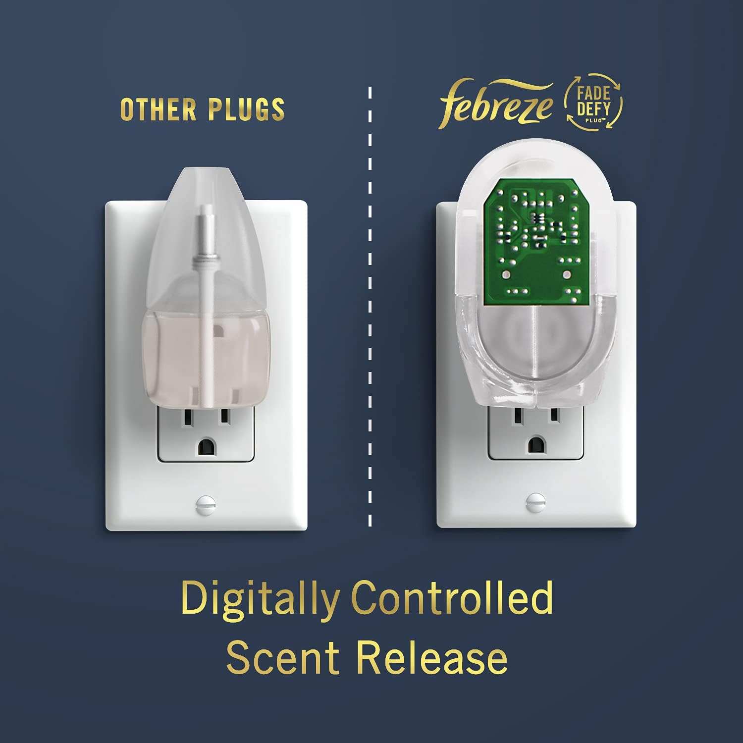 Febreze Odor-Fighting Fade Defy PLUG Air Freshener, Mountain, Ocean, Amber, (3) .87 fl. oz. Oil Refills