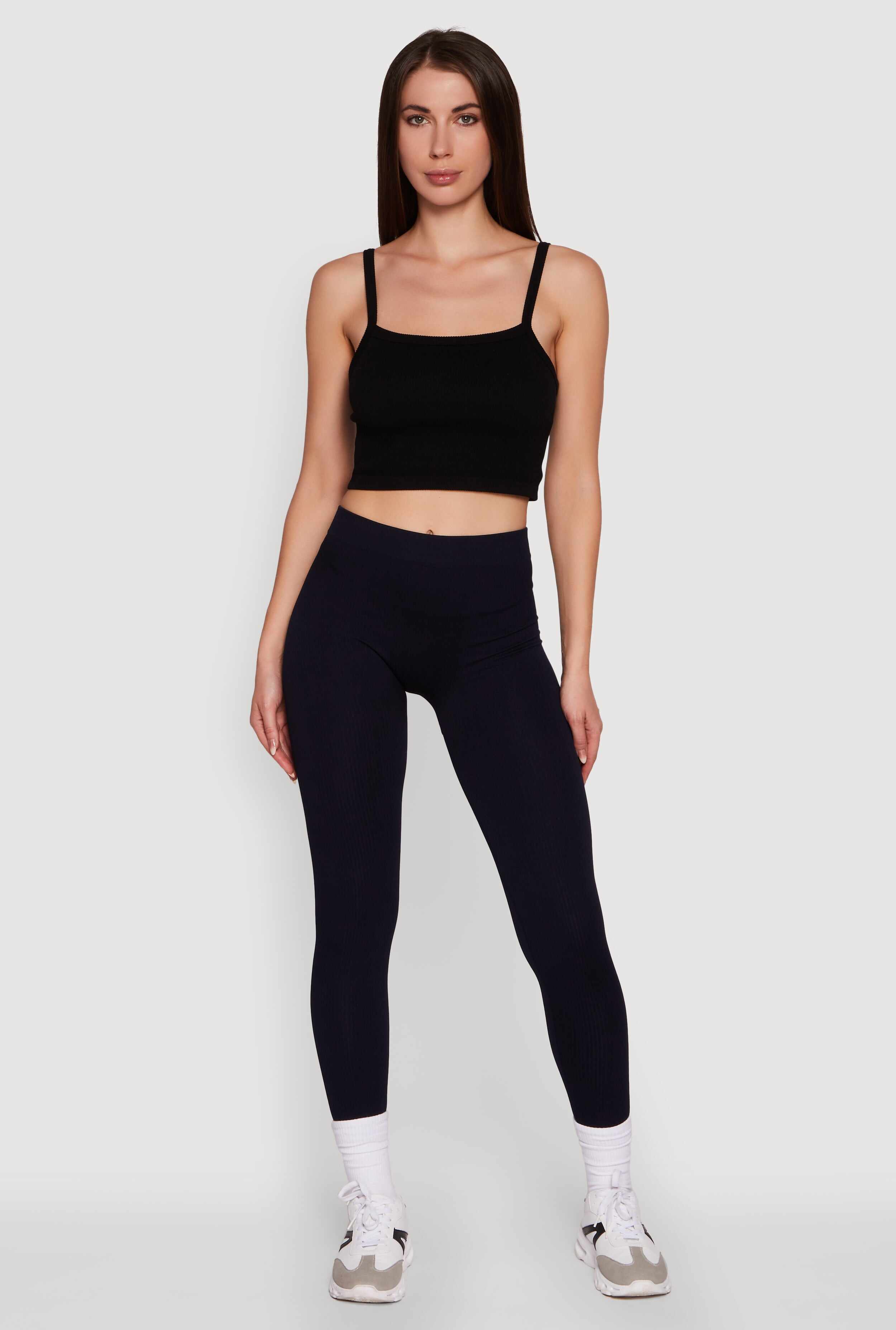 Trendy Rib Knit High Waisted Leggings